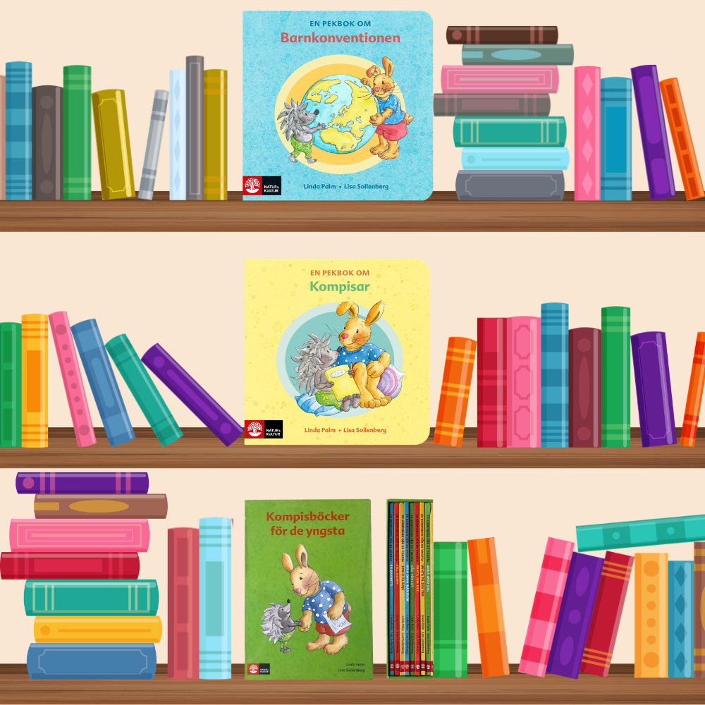 Illustration som förklarar vad medlen från statligt stöd för litteratur kan användas till, med böcker och ikoner